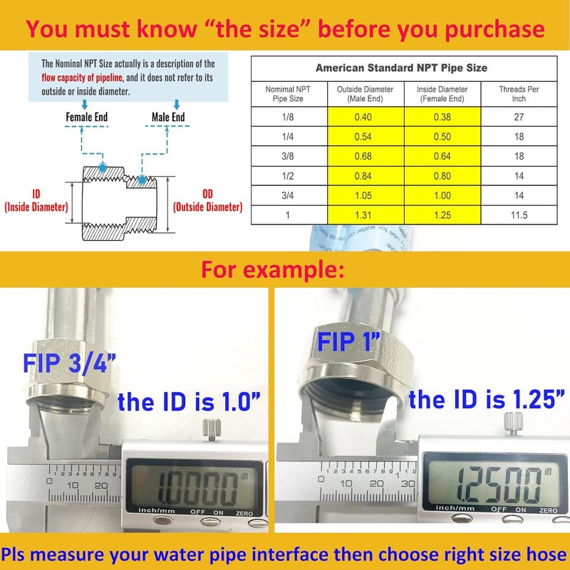 PEVEPEXE 2 PACK Plus 1 inch Flexible Water Line, Water Heater Hose 1"FIP x 1" FIP x 24" Length, Stainless Steel Corrugated Water Heater Connector, Softener Flex Hose For Tankless (ID 0.95") - Image 2